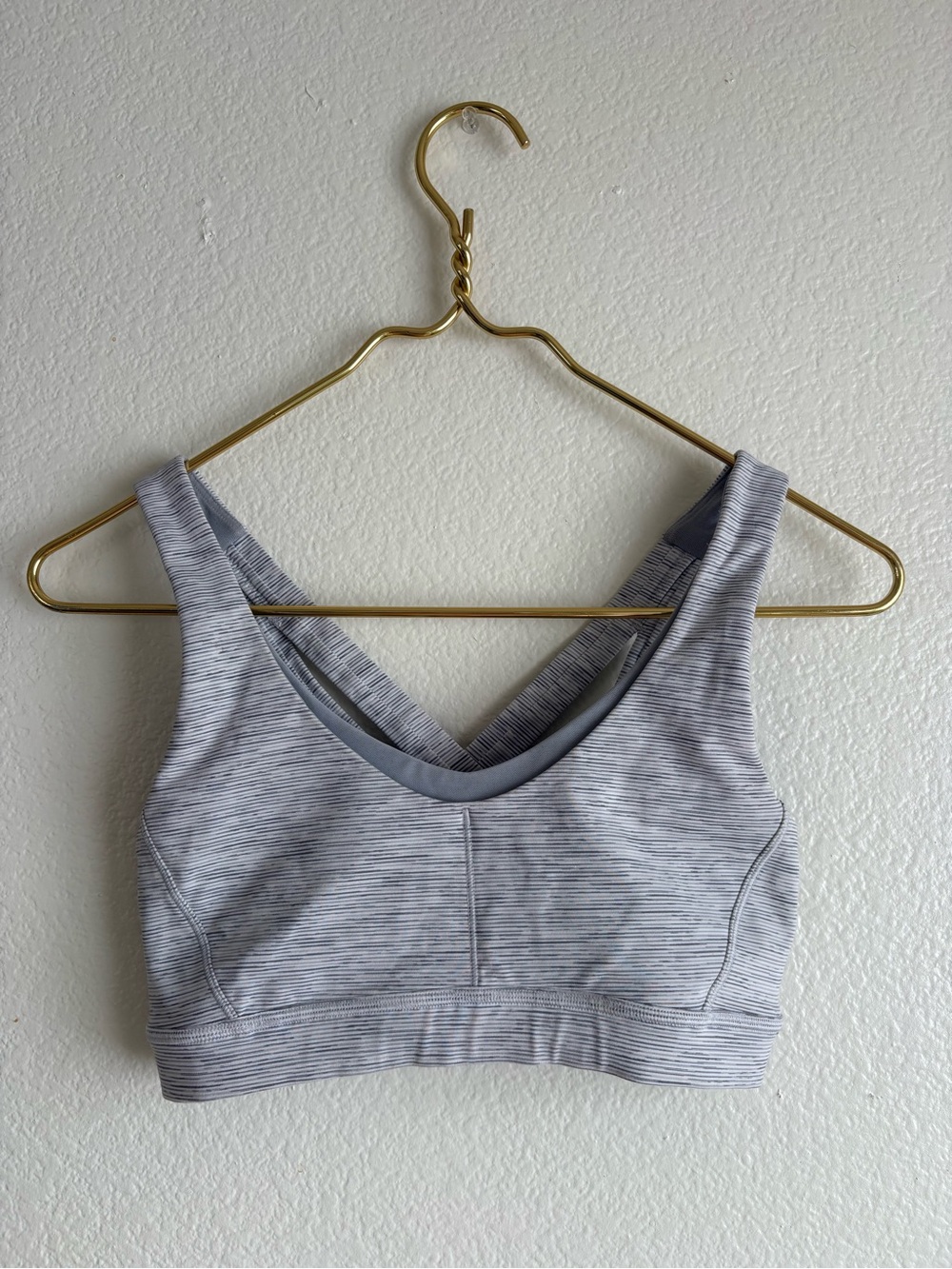 lululemon athletica Light Gray Striped Sports Bra